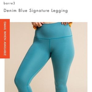 NWT Barre3 signature leggings in denim blue